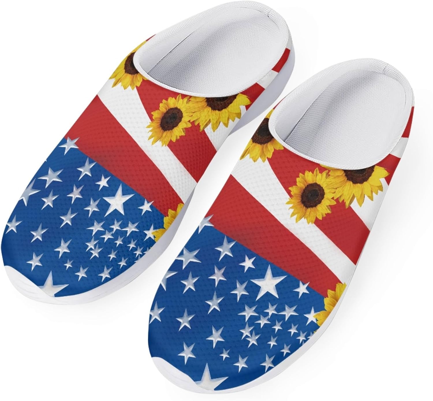 

Сандалии-слипоны Boatee для женщин и мужчин с поддержкой свода стопы, садовая обувь, American Flag Sunflower
