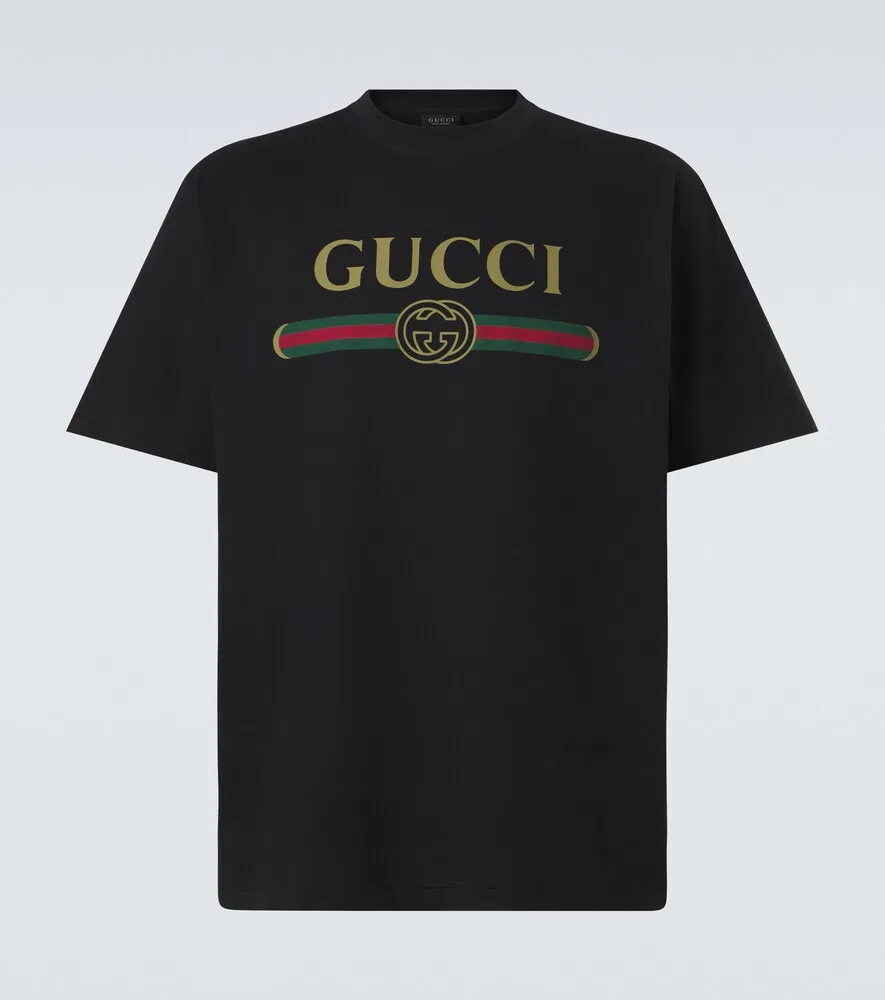 Футболка Gucci из хлопкового и шелкового трикотажа, черная