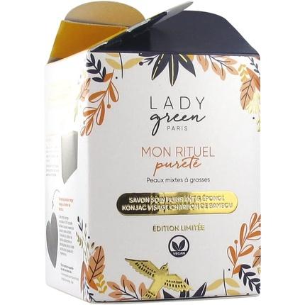 

Органическое очищающее мыло 100 г с бамбуковым углем и конжак губкой