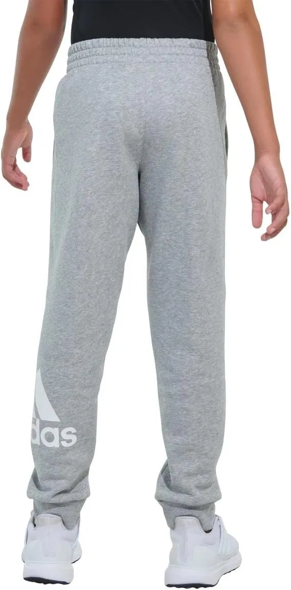 Детские спортивные брюки Adidas Essentials с эластичным поясом, серый меланж/белый — фото 4