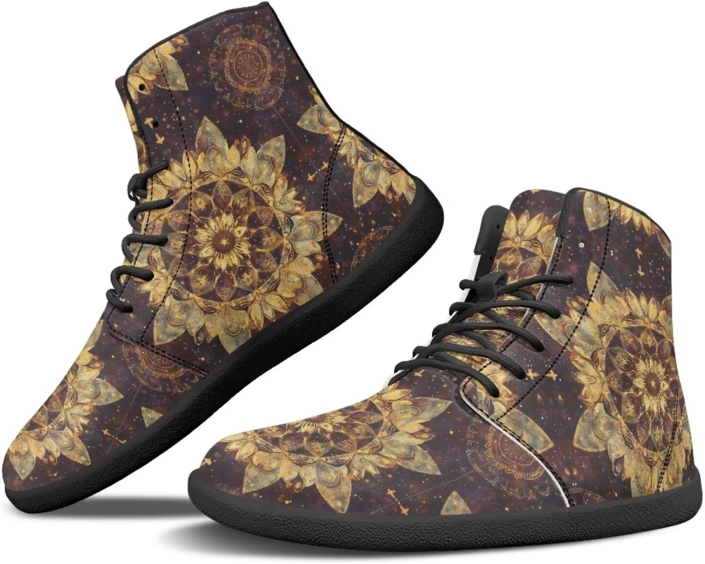 

Мужские сандалии Howilath Boho Mandala с животным принтом, обувь, кроссовки с широкой носочной частью, высокие кеды, минималистичные кроссовки с нулевым перепадом, желтый