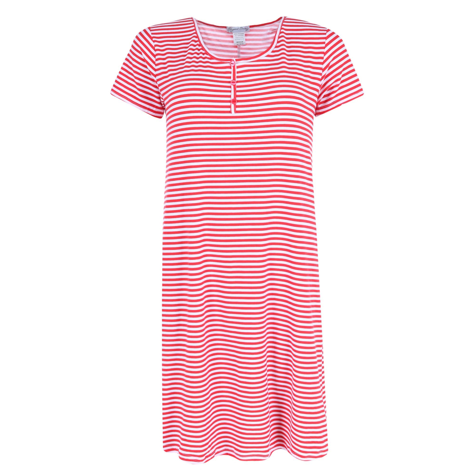 

Женская полосатая ночная рубашка Henley Elegant Emily, красный