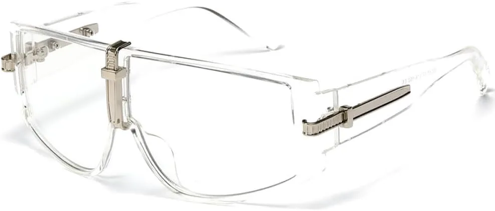 

Модные солнцезащитные очки для женщин, роскошные панк-очки для мужчин, винтажные очки, большие оправы, цветные линзы, защита от УФ-излучения UV400 LXLHWN, Clear Clear