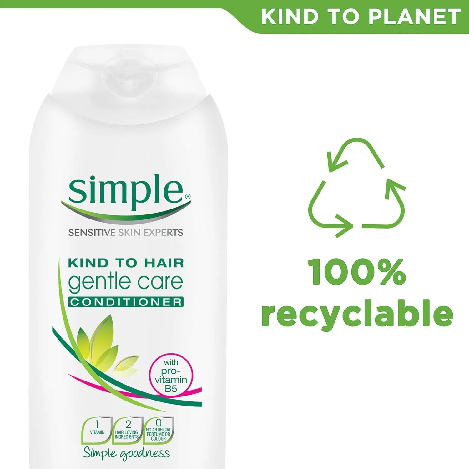 Кондиционер для бережного ухода за волосами «Kind To Hair Gentle Care» от Simple, 200 мл Simple — фото 4