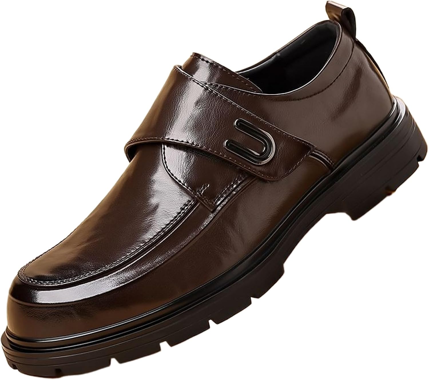 

Мужские лоферы SIYAKE из натуральной кожи на платформе с массивным каблуком, застежкой-липучкой, классическим круглым носком, без шнурков, с противоскользящей подошвой, для делового стиля, вечеринок, свадеб, выпускных и работы, коричневый