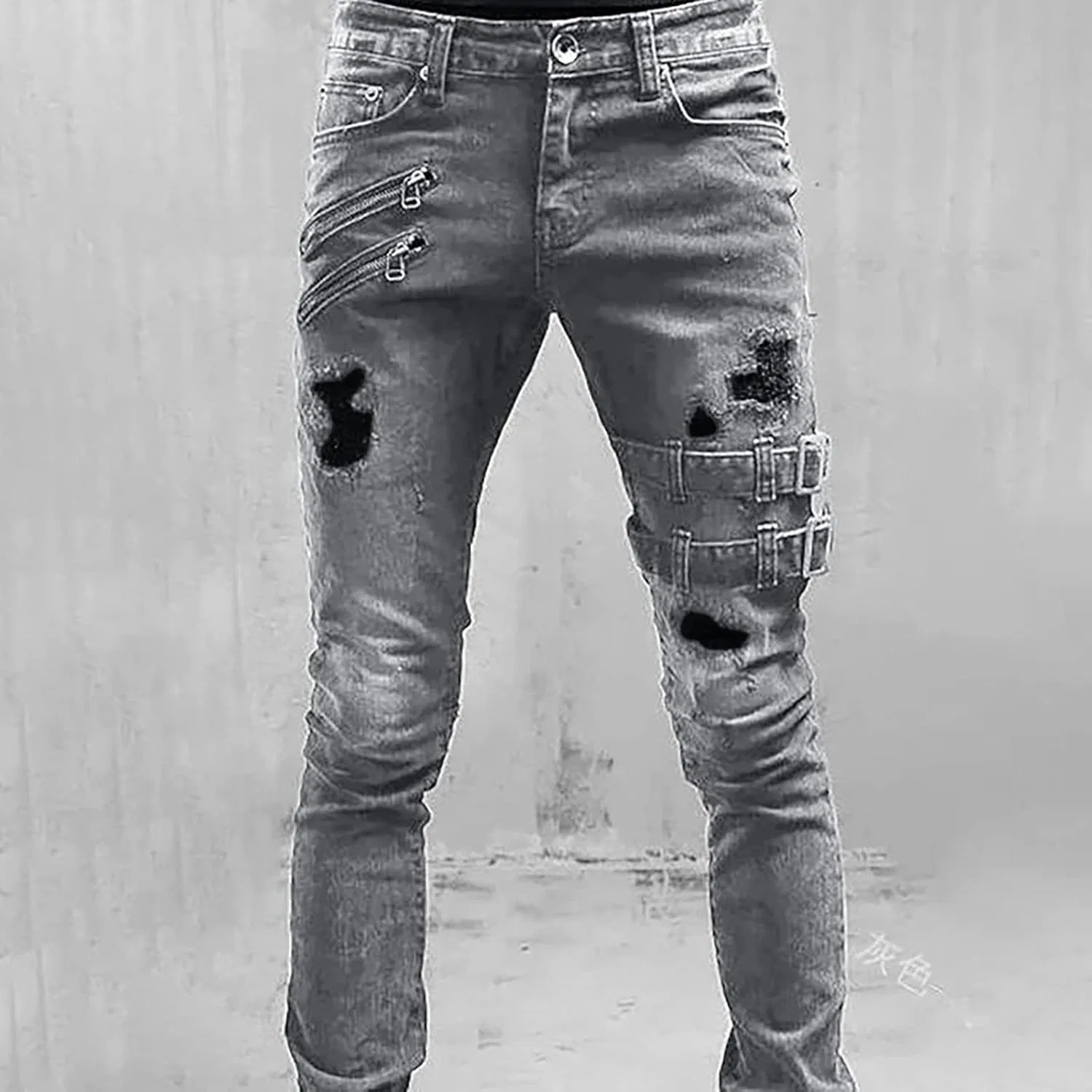 Джинсы slim fit, серый — фото 3