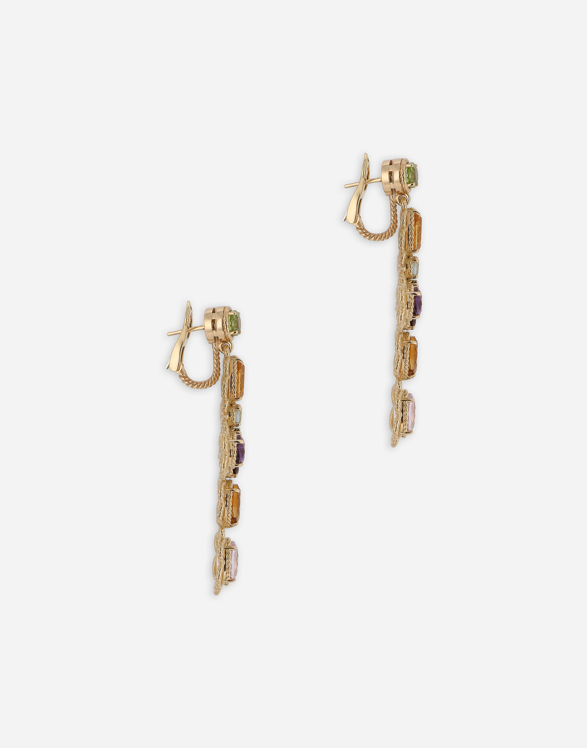 DOLCE & GABBANA Серьги Rainbow из желтого золота 18 карат с разноцветными драгоценными камнями — фото 3
