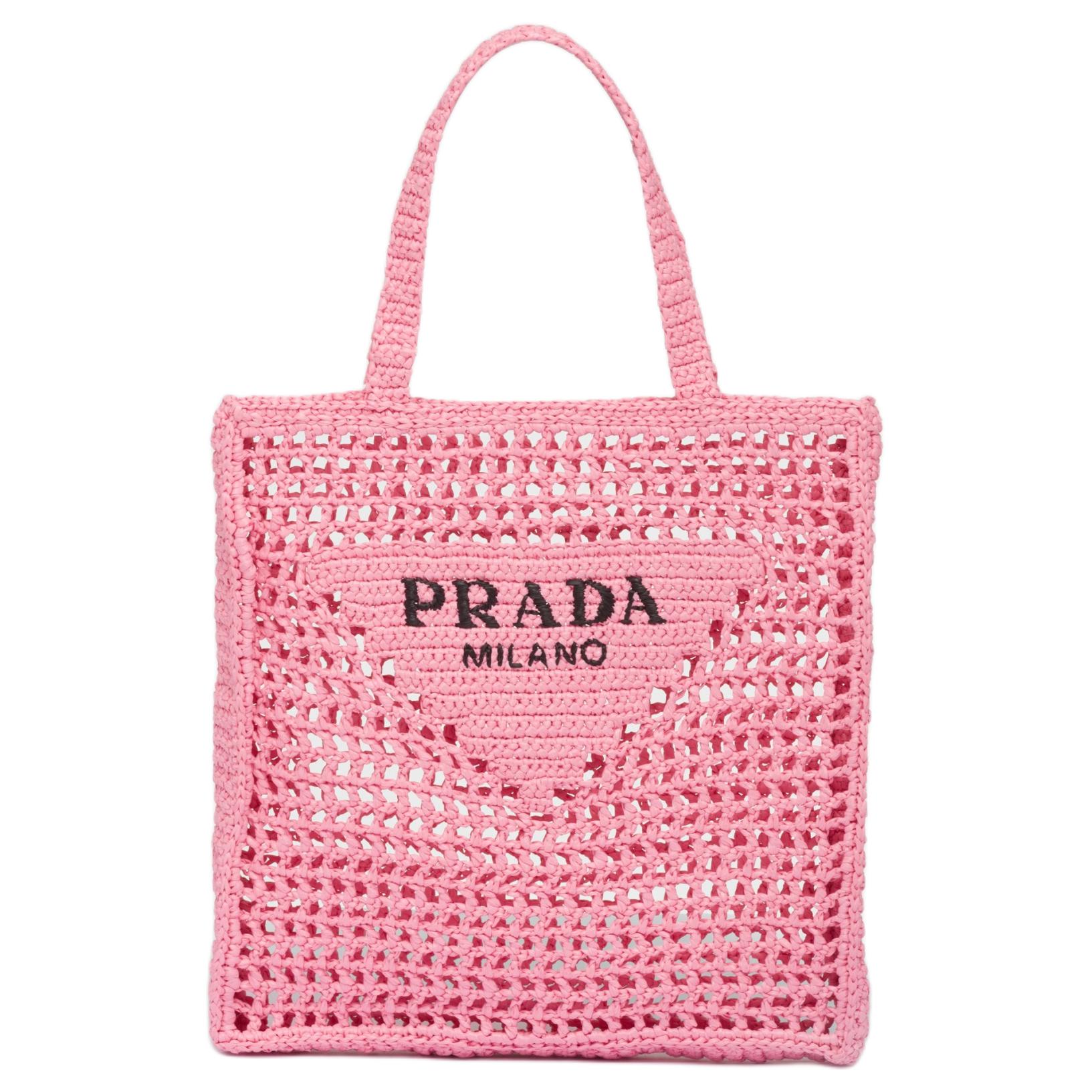 

PRADA Сумка-шоппер из рафии, сумка-шоппер, сумка через плечо, женская сумка-тоут, цвет "Petal Pink"