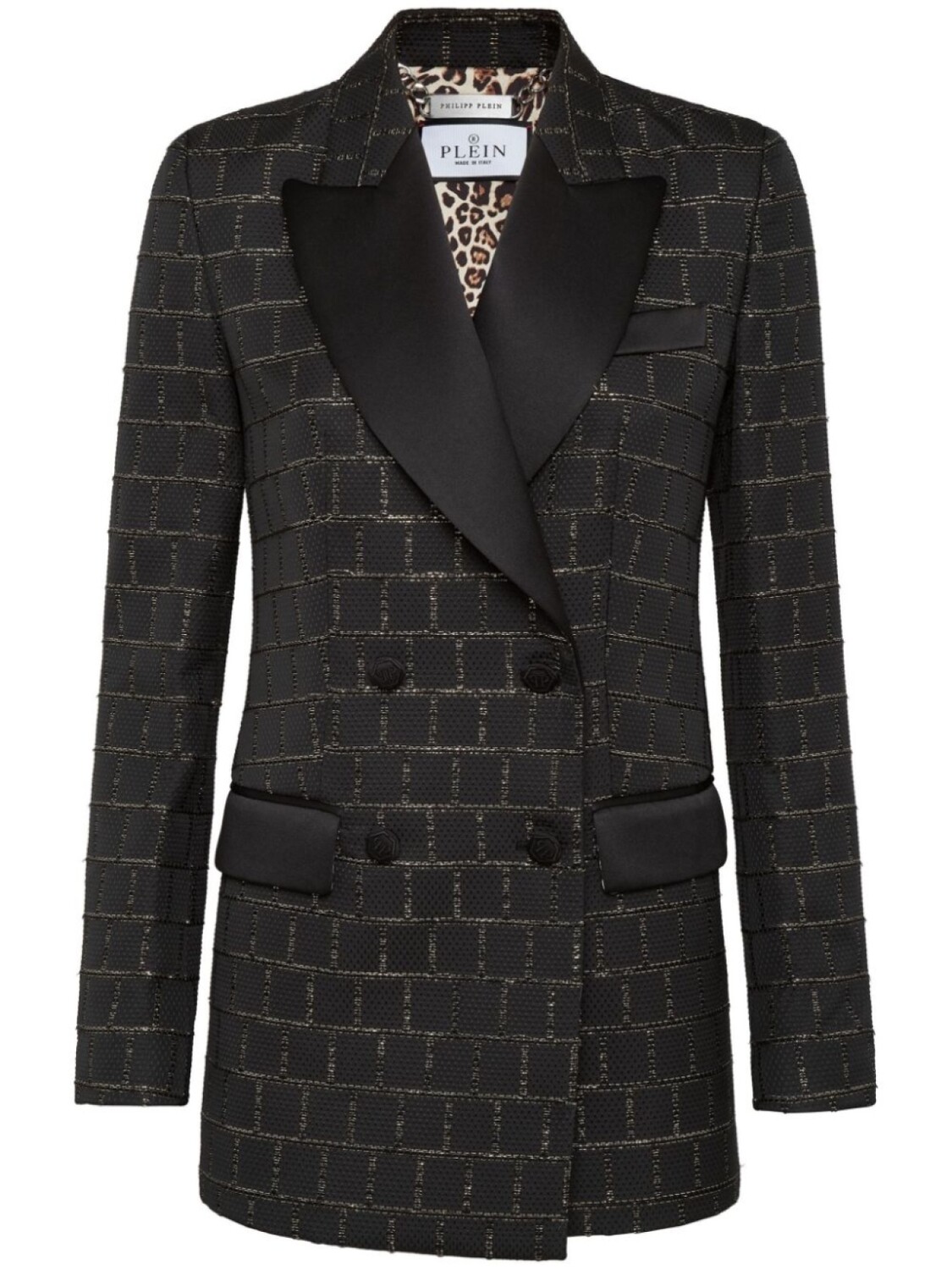 

Philipp Plein жаккардовый двубортный блейзер Sartorial, черный