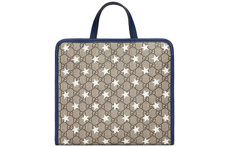

GUCCI Сумка из холста с кожаными вставками, сумка-тоут, шоппер, детская ручная сумка Ebony/Dark Blue