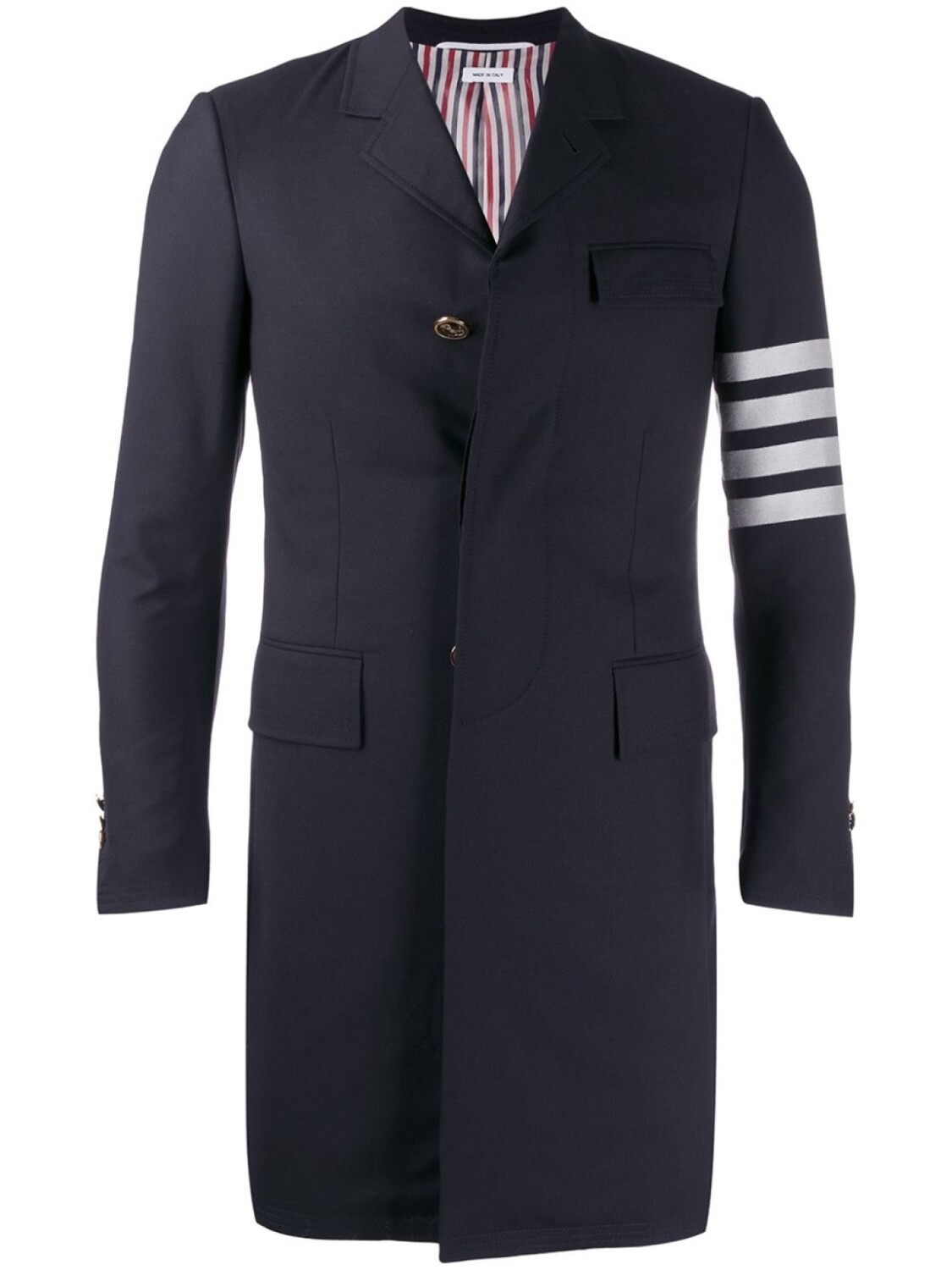 

Thom Browne строгое пальто с полосками 4-Bar, синий