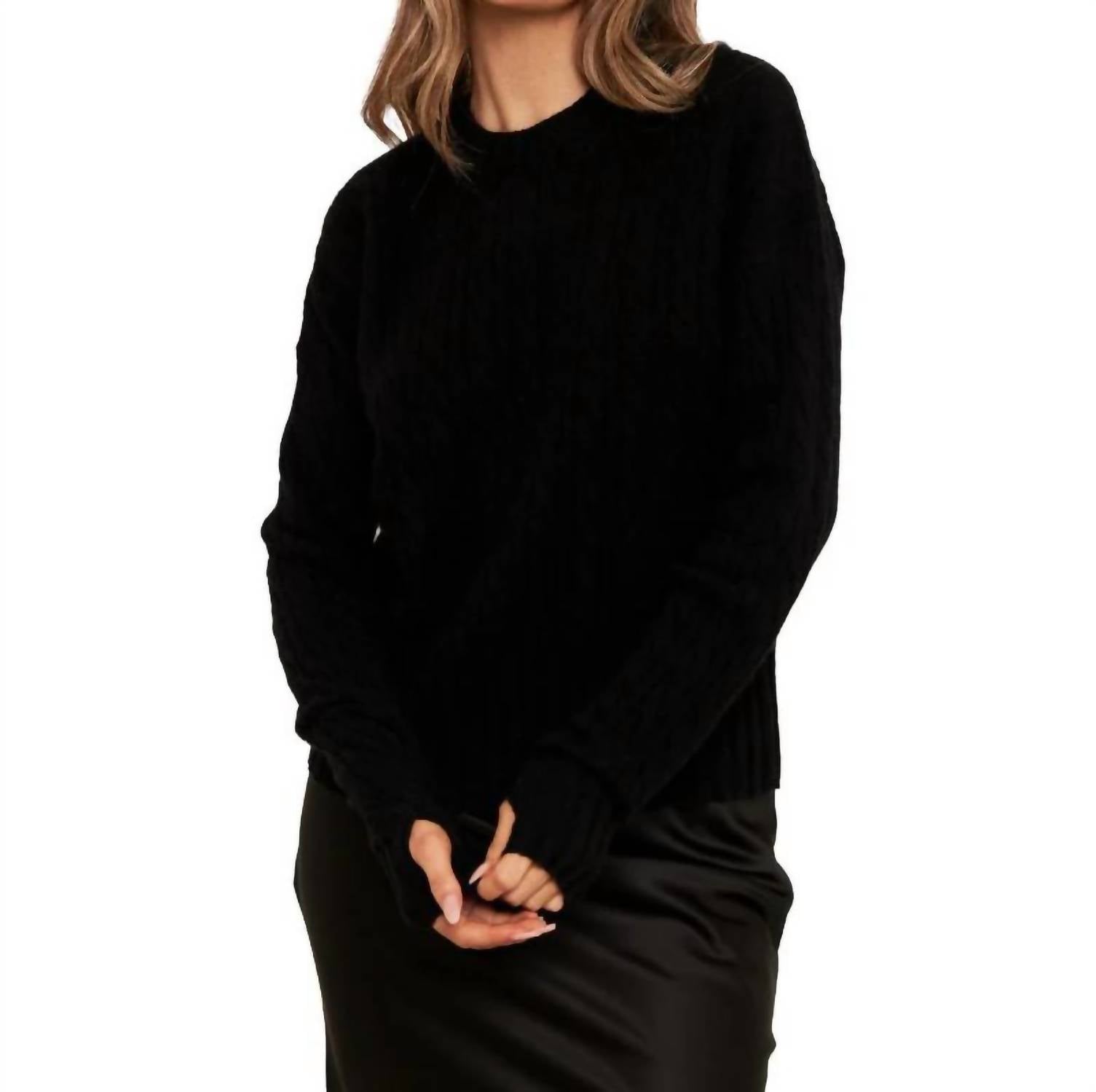

Свитер Cathy Cable Crew Knit черного цвета Brodie Cashmere