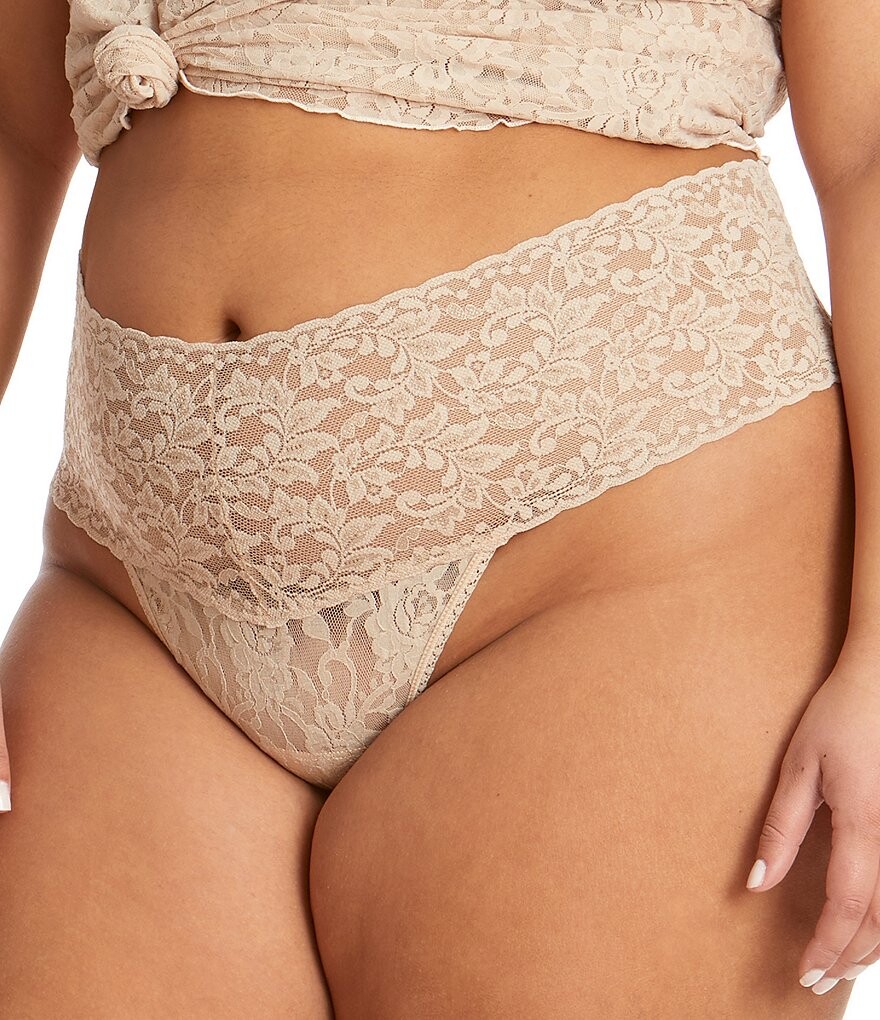 

Hanky ​​Panky Плюс размер Кружевные стринги в стиле ретро Hanky Panky, бежевый