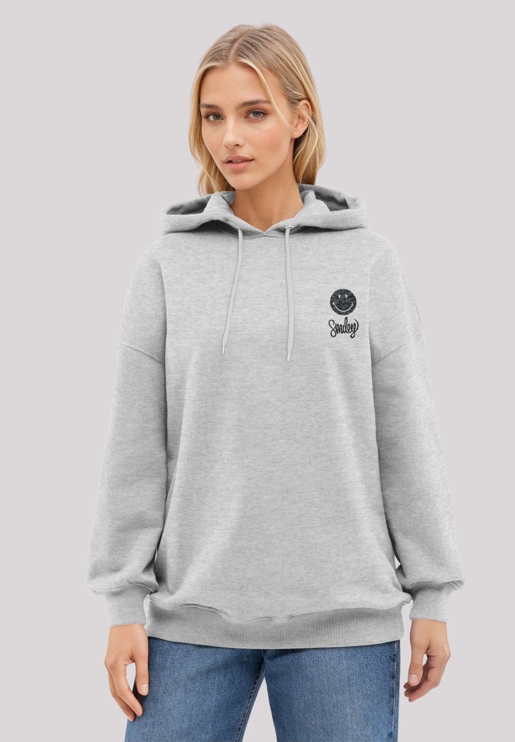 

Толстовка SMILEY ICON SCRIPT WORDMARK DARK BESTICKT - Hoodie F4NT4STIC, серый