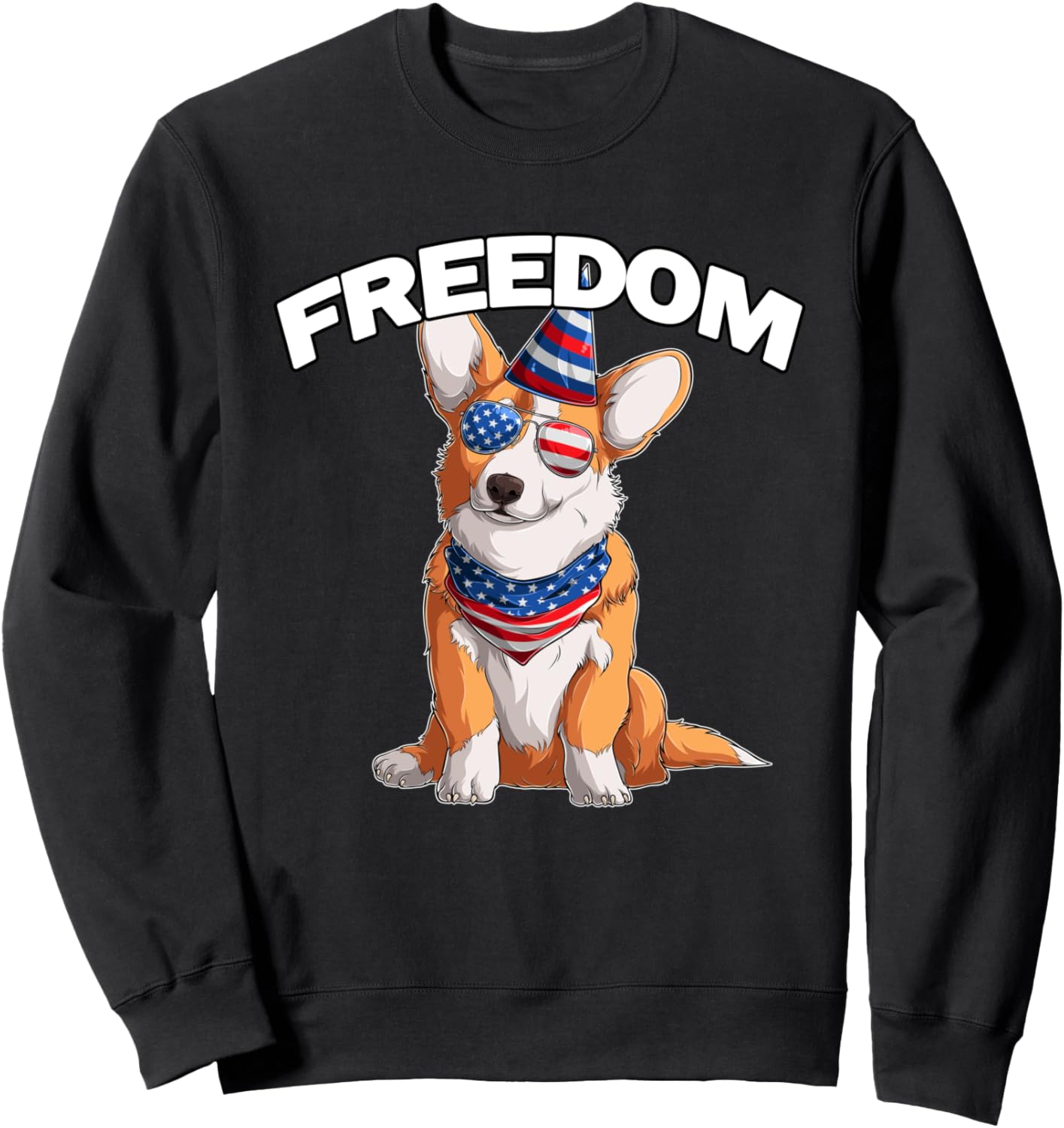 

Патриотическая толстовка с изображением корги «Свобода» ко Дню независимости, с американским флагом, черная Gotham Threads