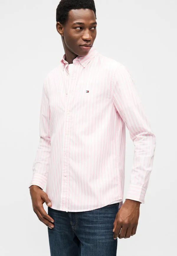 Рубашка из поплина в полоску, стандартного кроя, модель th flex. Tommy Hilfiger, Classic Pink/Stripe — фото 4