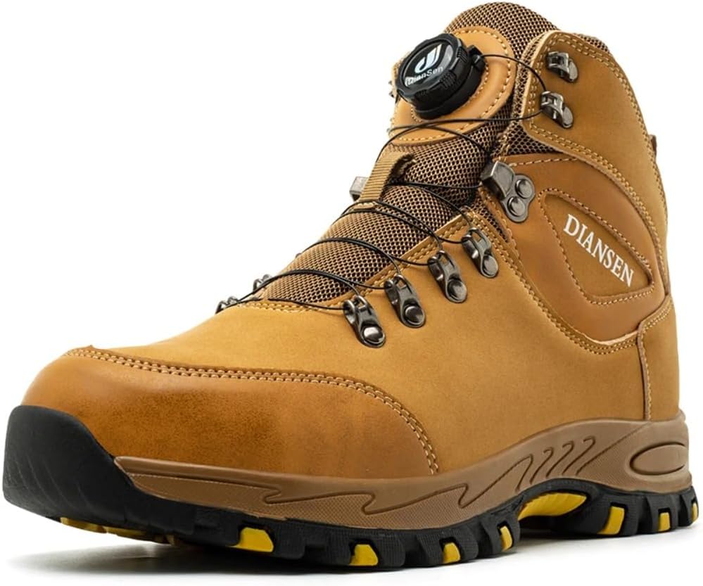 

Водонепроницаемые ботинки с стальным носком, легкие, противоскользящие, устойчивые к проколам, дышащие, прочные ботинки для мужчин Generic, желтый