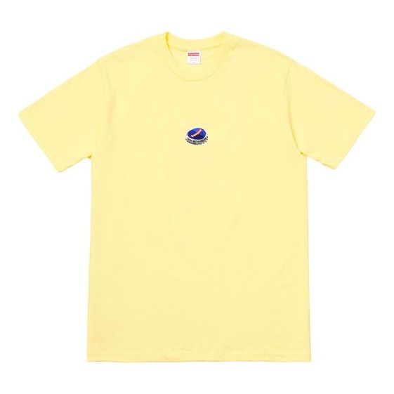 

Футболка Supreme FW18 Bottle Cap Tee Pale Yellow Logo Tee, желтый