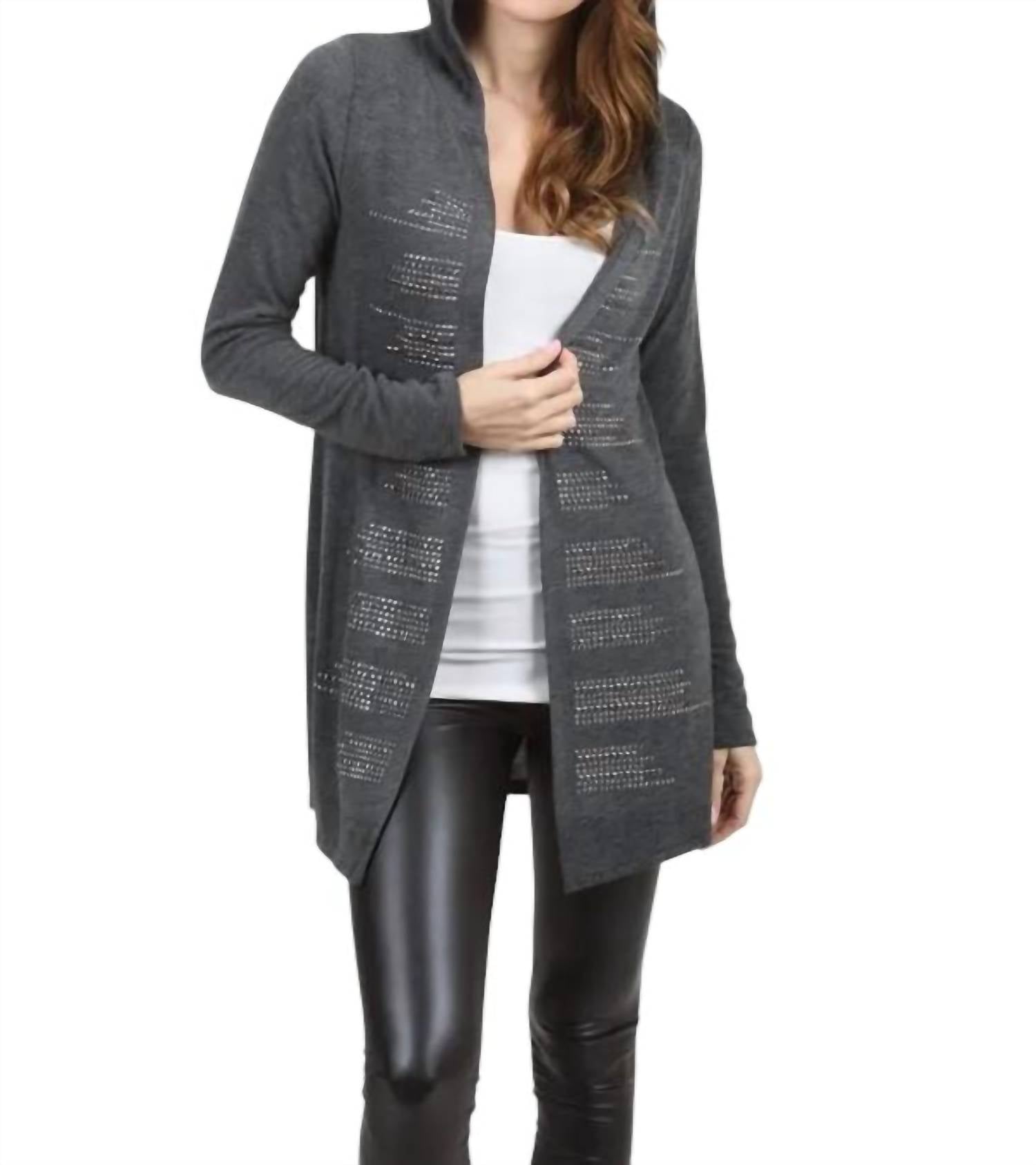 

Кардиган с капюшоном и заклепками в угольном цвете VOCAL APPAREL, цвет charcoal