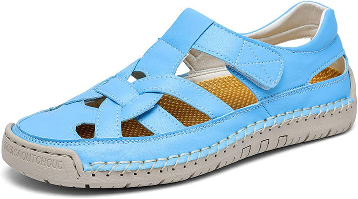 

Мужские летние повседневные кожаные сандалии для прогулок на улице и пляже, удобные слипоны с низким каблуком, рыбацкая обувь Generic, синий