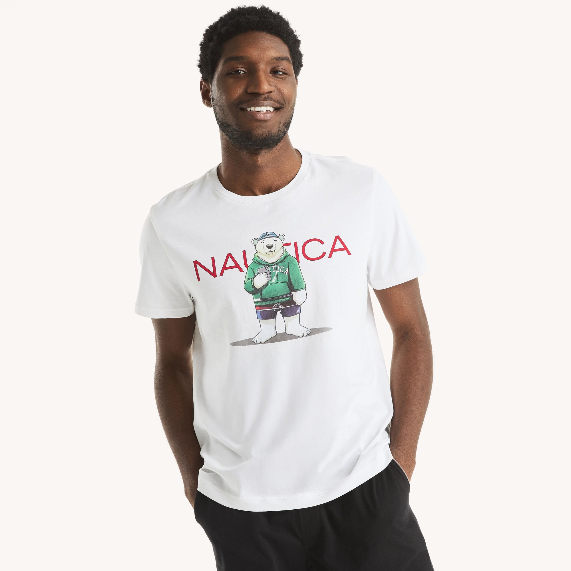 

Футболка мужская Nautica с рисунком белого медведя