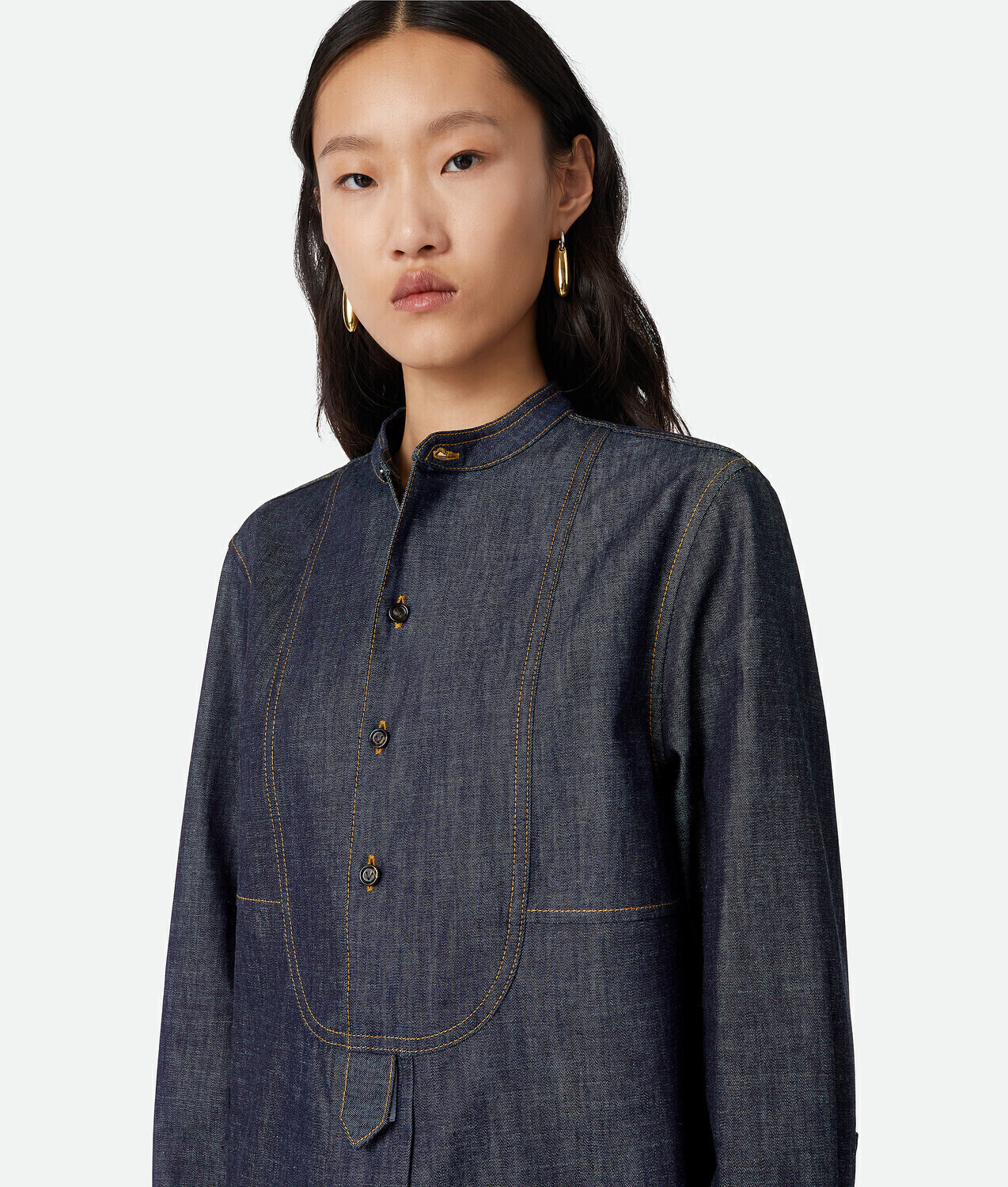 Indigo denim shirt BOTTEGA VENETA, индиго — фото 4
