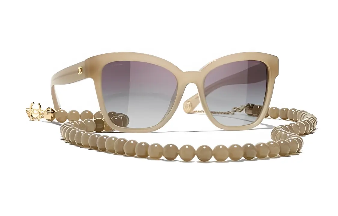 

CHANEL Пластиковая оправа бабочка солнцезащитные очки Women's, Gold