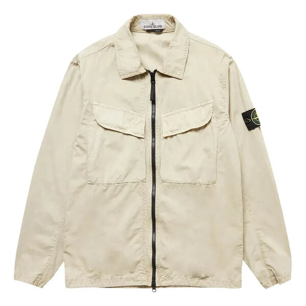 

Куртка brushed canvas zip overshirt 'cream' Stone Island, бежевый
