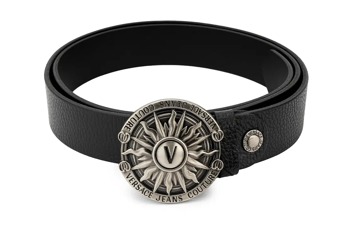

VERSACE JEANS COUTURE Кожаный мужской ремень черный, Black