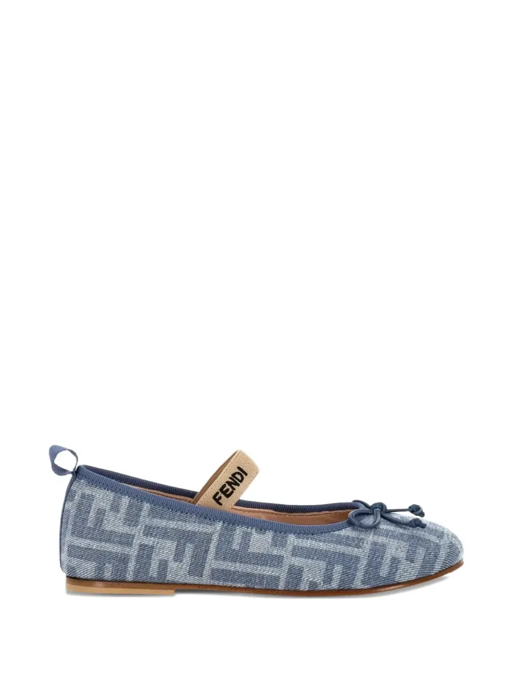 Балетки FF с круглым носком Fendi Kids, синий