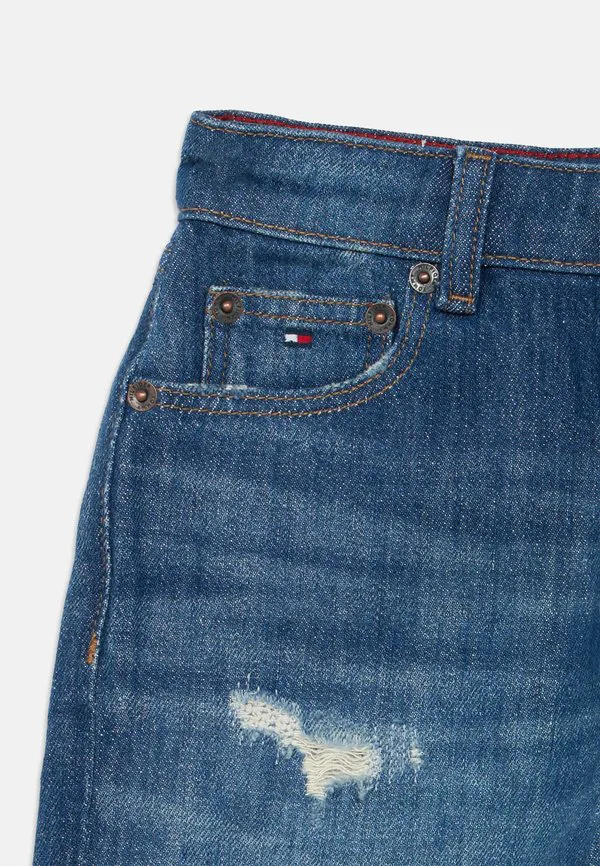 Потертые, выцветшие, зауженные джинсы прямого кроя. Tommy Hilfiger, Dark Blue — фото 3