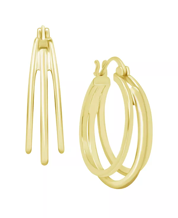 

Серьги-Кольца с тройным овальным цоколем, с серебряной или позолоченной отделкой Essentials, gold