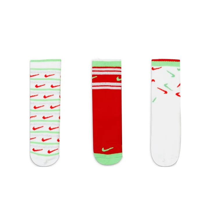 Носки 3 пары детские Nike, 3 Pack (White+Green+Red) — фото 2