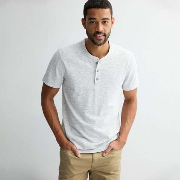 

Мужская базовая полосатая футболка с коротким рукавом Henley Sonoma Goods For Life, цвет light gray stripe