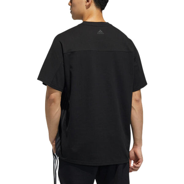 Футболка adidas Brand Logo Solid Color Stripe Breathable Short Sleeve Black, мультиколор — фото 3