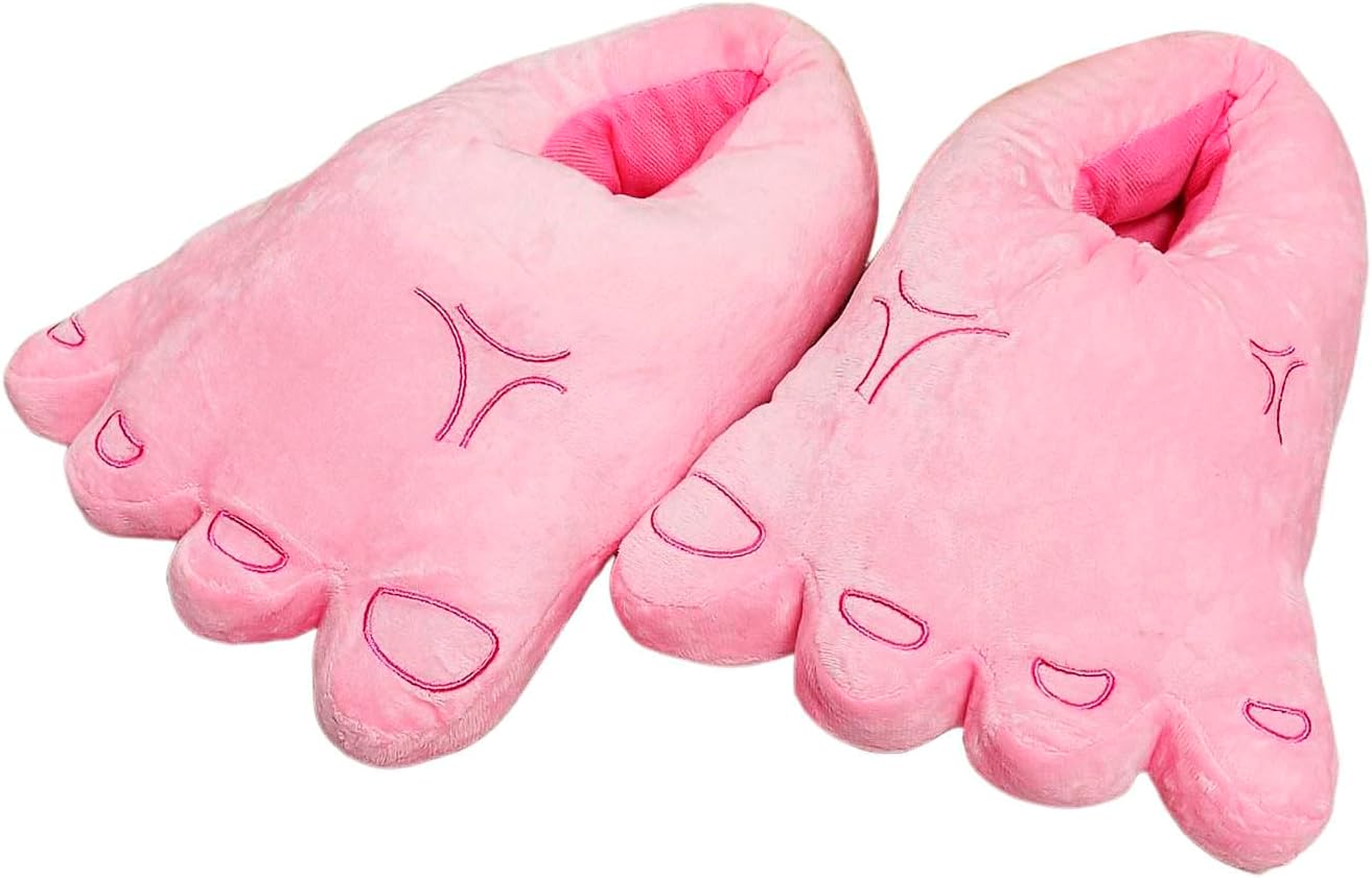 

Большие домашние тапочки, мультяшные тапочки для больших пальцев ног, теплые зимние тапочки для мужчин и женщин, забавные плюшевые домашние тапочки Generic, розовый