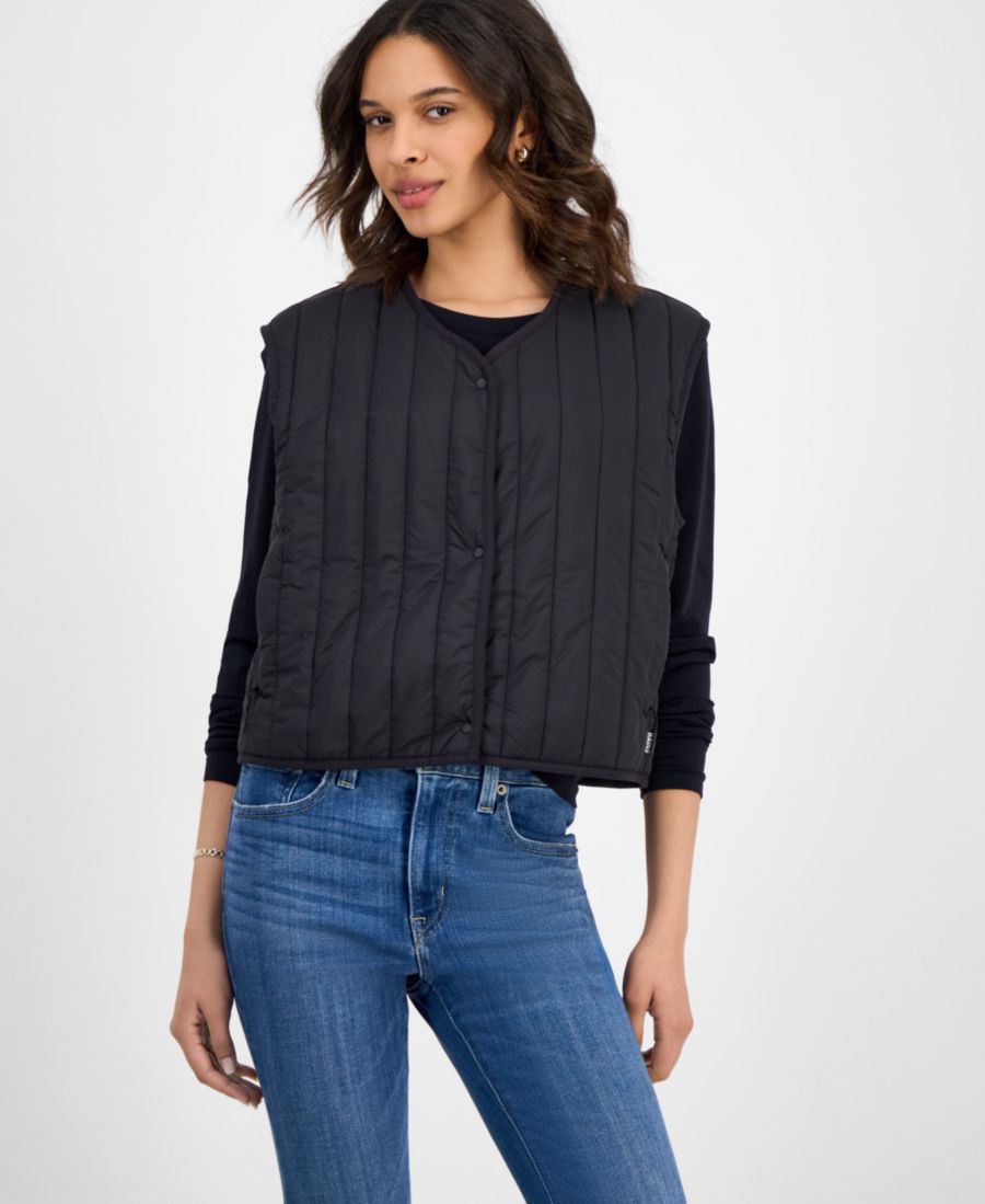 

Женский жилет со стоячим воротником и застежкой-молнией спереди Rains, Black