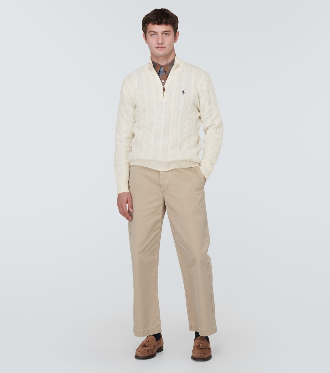 Свитер из шерсти и кашемира косой вязки Polo Ralph Lauren, белый — фото 2