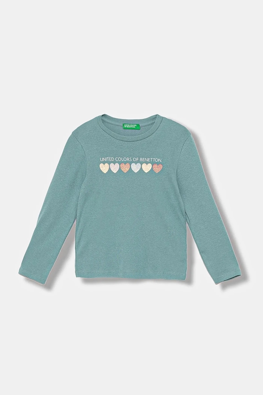 

Детская хлопковая кофта с длинным рукавом United Colors Of Benetton, бирюзовый