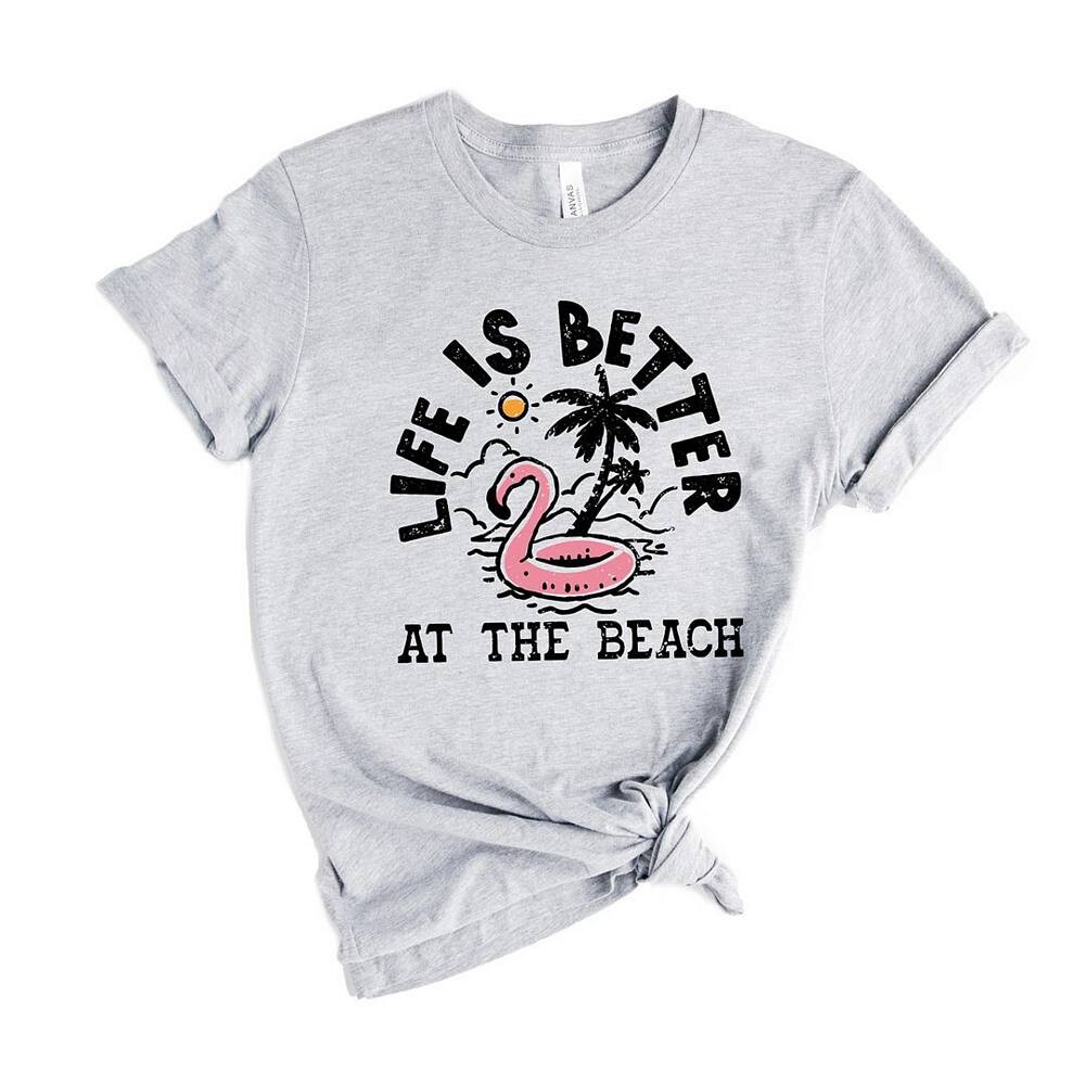 

Футболка Better At The Beach с короткими рукавами и рисунком фламинго Simply Sage Market, цвет Heather Grey