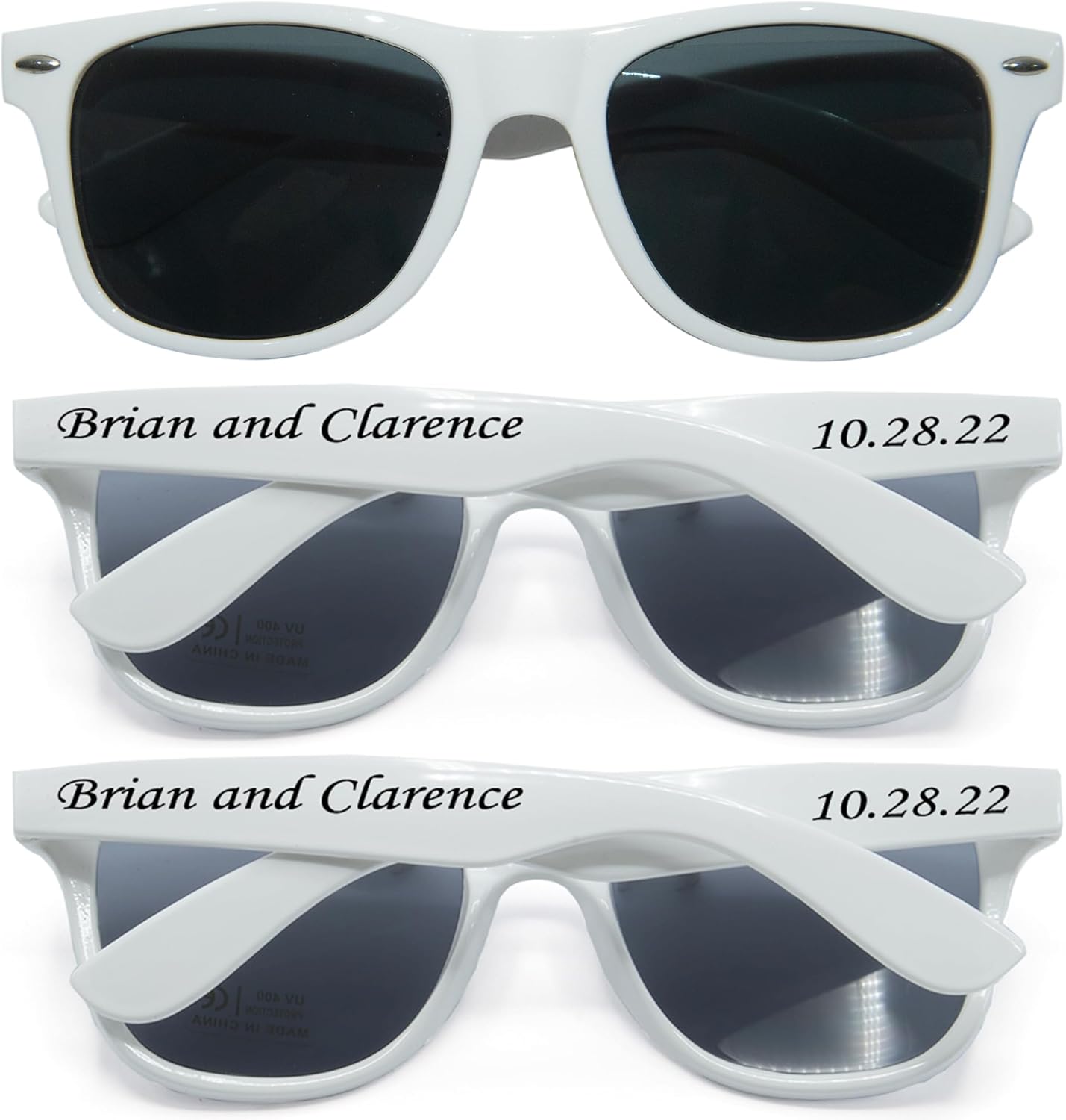 

50 штук солнцезащитных очков на заказ, персонализированные сувениры для вечеринок, свадеб, гостей, музыкальных шоу, дней рождения, девичников, подружек невесты, сада, выпускного бала 2024 года (белые) GZLDGIFTS, White