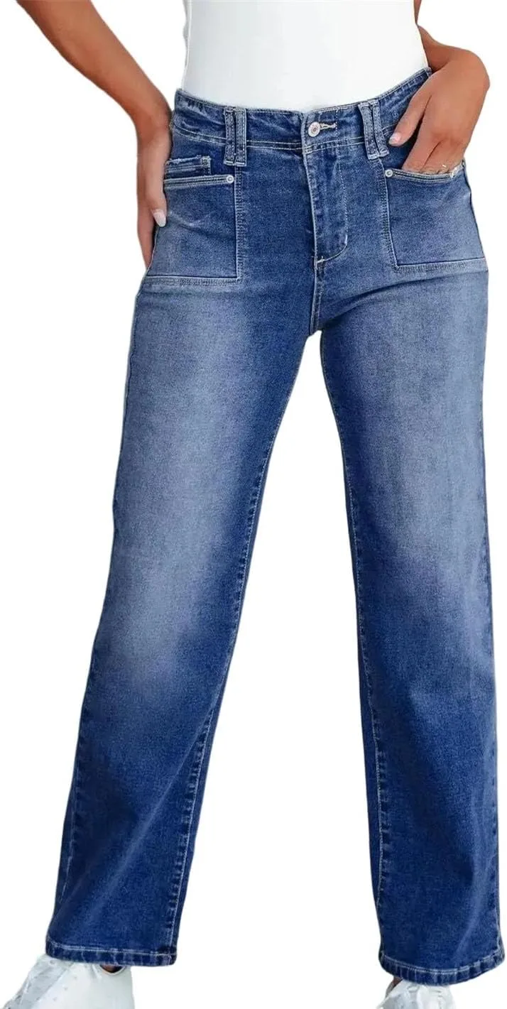 Женские джинсы Vintage High Waist с эластичным потертым денимом Slim Fit