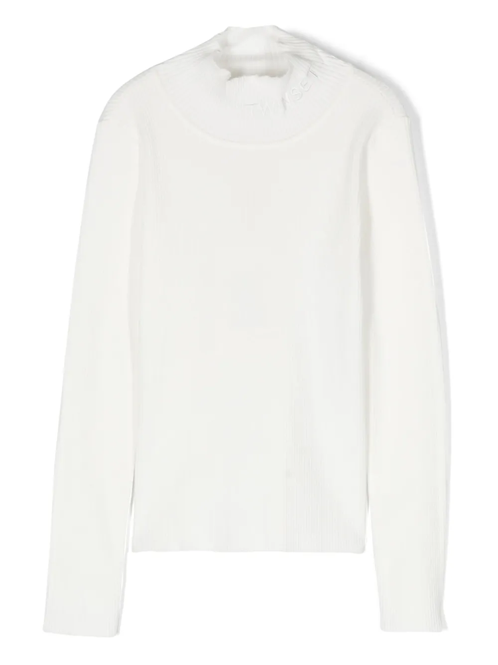 

Джемпер в рубчик с вышитым логотипом Twinset Kids, белый