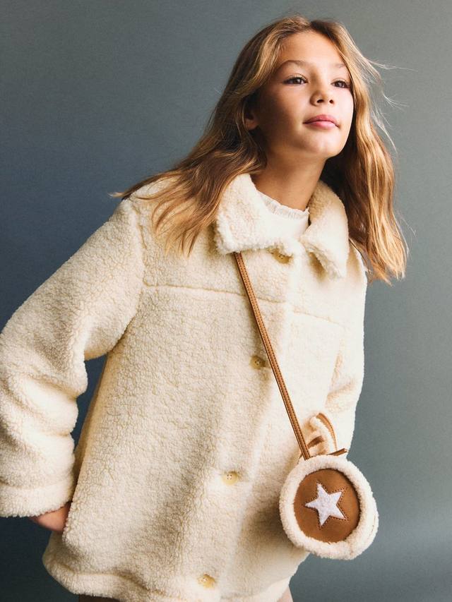 

Детское пальто Zermatt из шерпы Mango, Light Beige