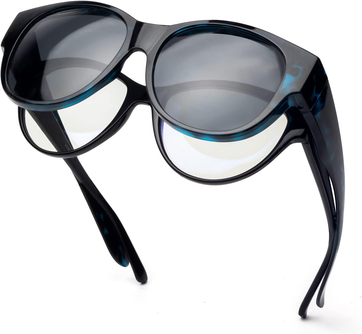 

Солнцезащитные очки с поляризованным покрытием, надеваемые поверх обычных очков, женские солнцезащитные очки с защитой от УФ-излучения, легкие Face Shadow, L Blue Leopard / Dark Grey