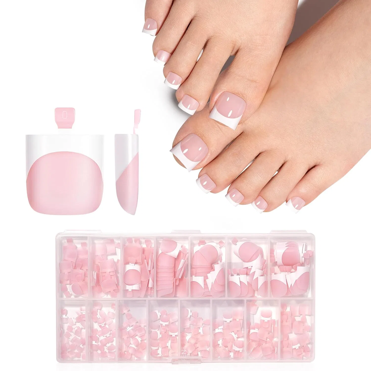 Набор из 240 матовых накладных ногтей для педикюра TOMICCA Tomicca, Stick On S Toenails Nude