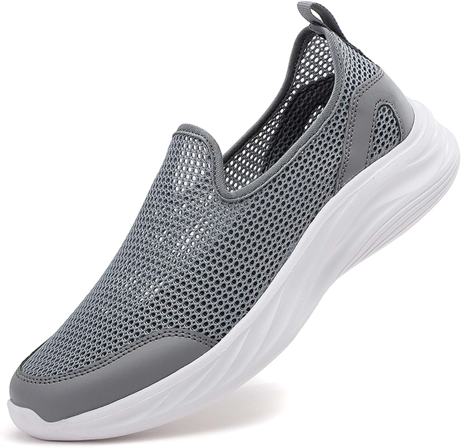 

Мужские сетчатые повседневные кроссовки с противоскользящей подошвой, легкие для ходьбы, дышащие, с вырезами, для активного отдыха на улице, быстросохнущие пляжные сандалии Generic, темно-серый