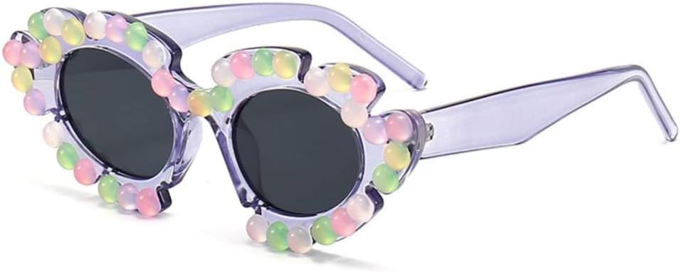 

Разноцветные солнцезащитные очки с жемчужными ромашками для женщин/мужчин, в форме сердечек, «кошачий глаз», для вечеринок, очки с защитой от УФ-излучения UV400 MTZJH, 6