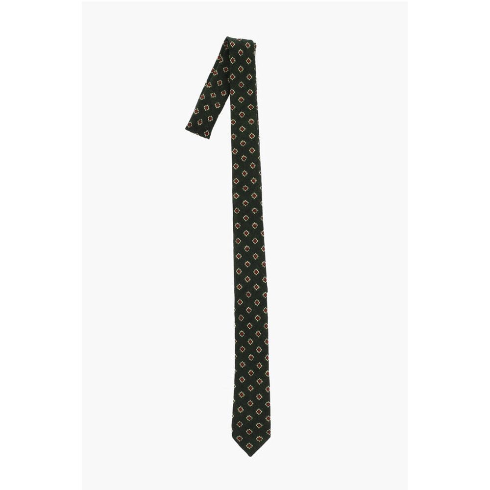 

CC COLLECTION Галстук из шерсти с геометрическим узором Corneliani, зеленый