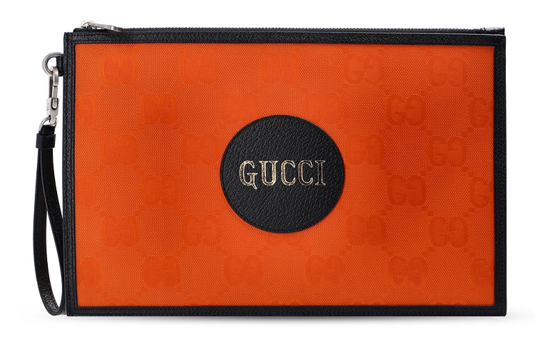 

GUCCI Вне сетки нейлоновая с кожаными вставками клатч унисекс оранжево-черный